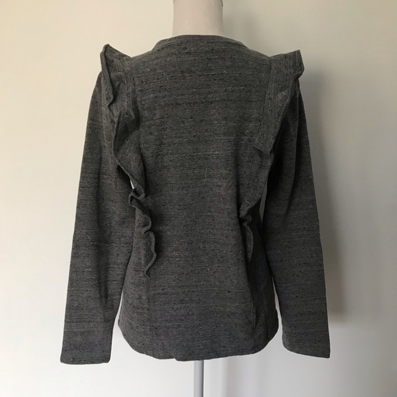 HPπ NWT J. Crew Factory Gray Ruffle-Trim Pullover - Picture 5 of 7